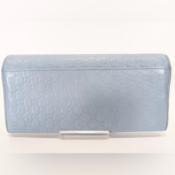 Authentic Gucci micro sima wallet purse blue leather GG monogram - Picture 4 of 16